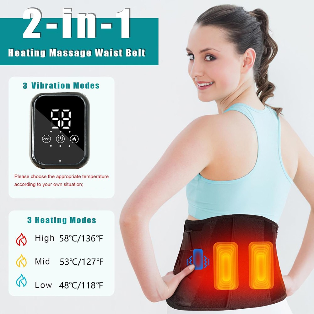 Heated Lower Back Brace for Back Pain Relief, Back Belt with Heating