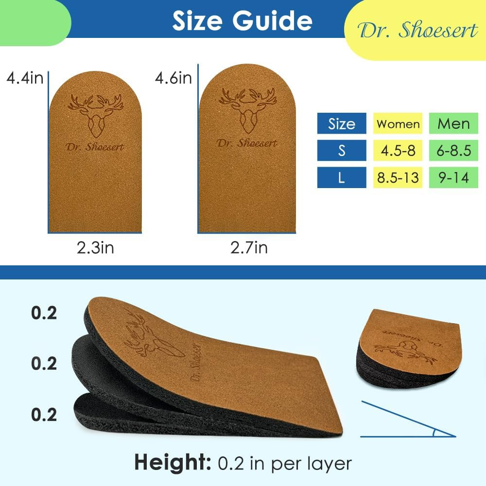 3 Layer Orthopedic Heel Wedge Insert for Bow Leg & Foot Alignment Women’S 8.5-13