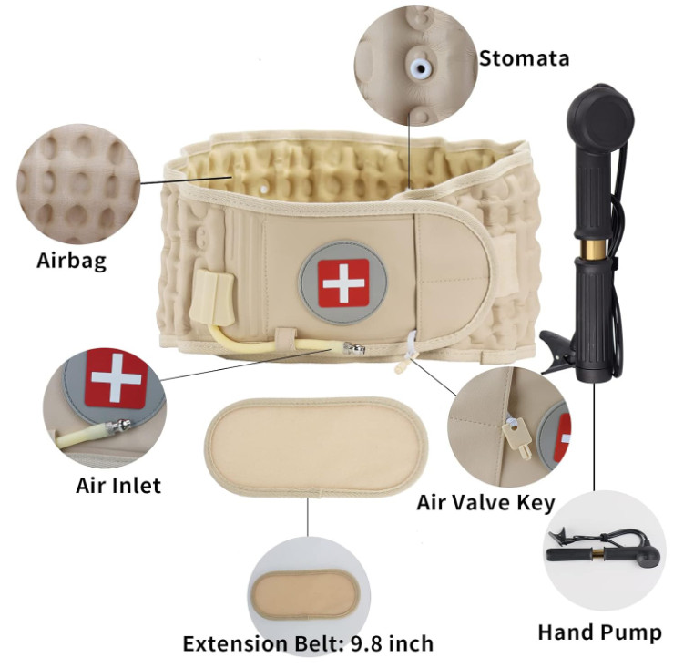 Decompression Lumbar Support Belt for Back Pain Relief, Waist 29-49″, Beige