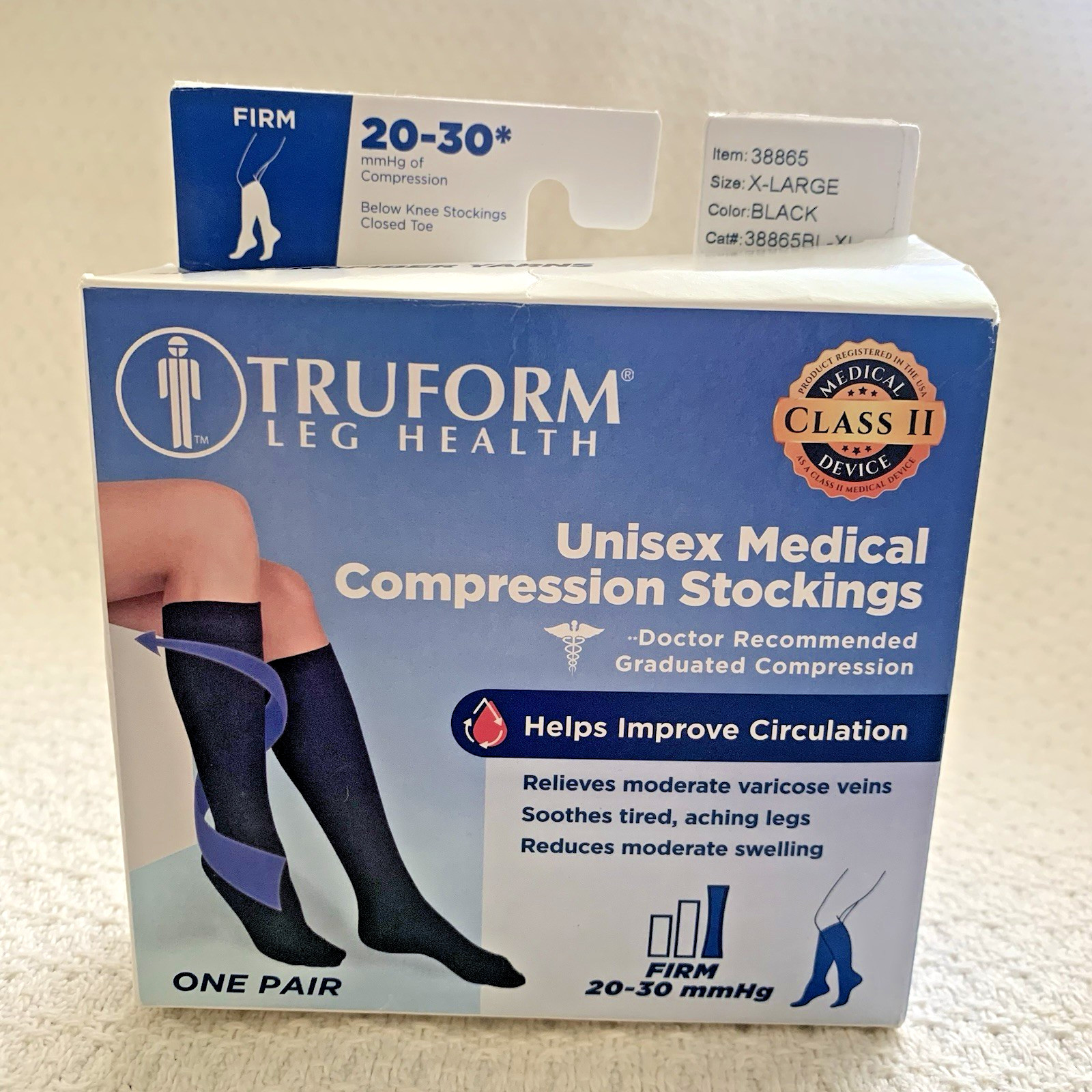Truform Leg Health Medical Black Size XL Unisex Compression Stockings 20-30 mmHg