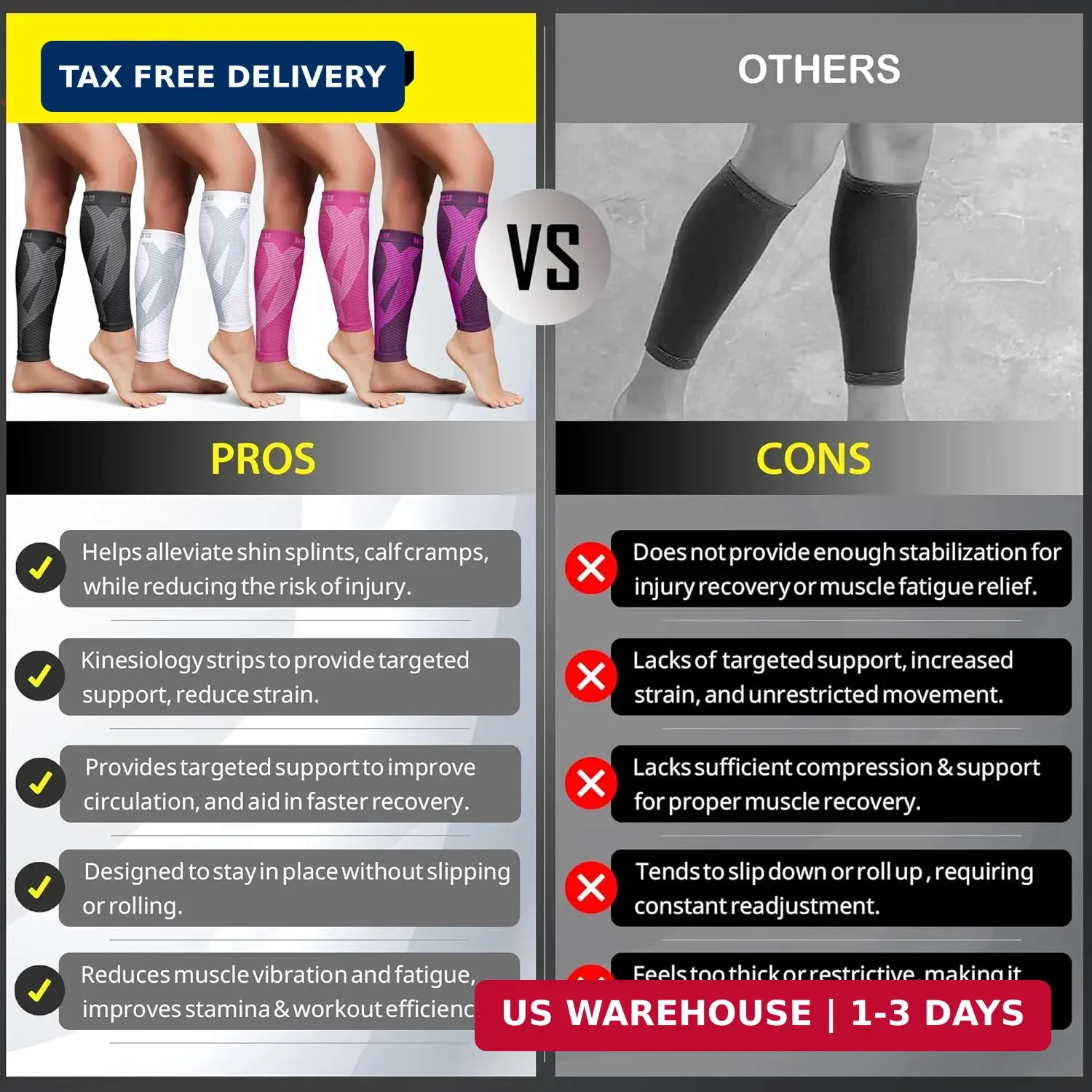 BLITZU Calf Compression Sleeve for Men & Women Footless Compression Socks Suppor