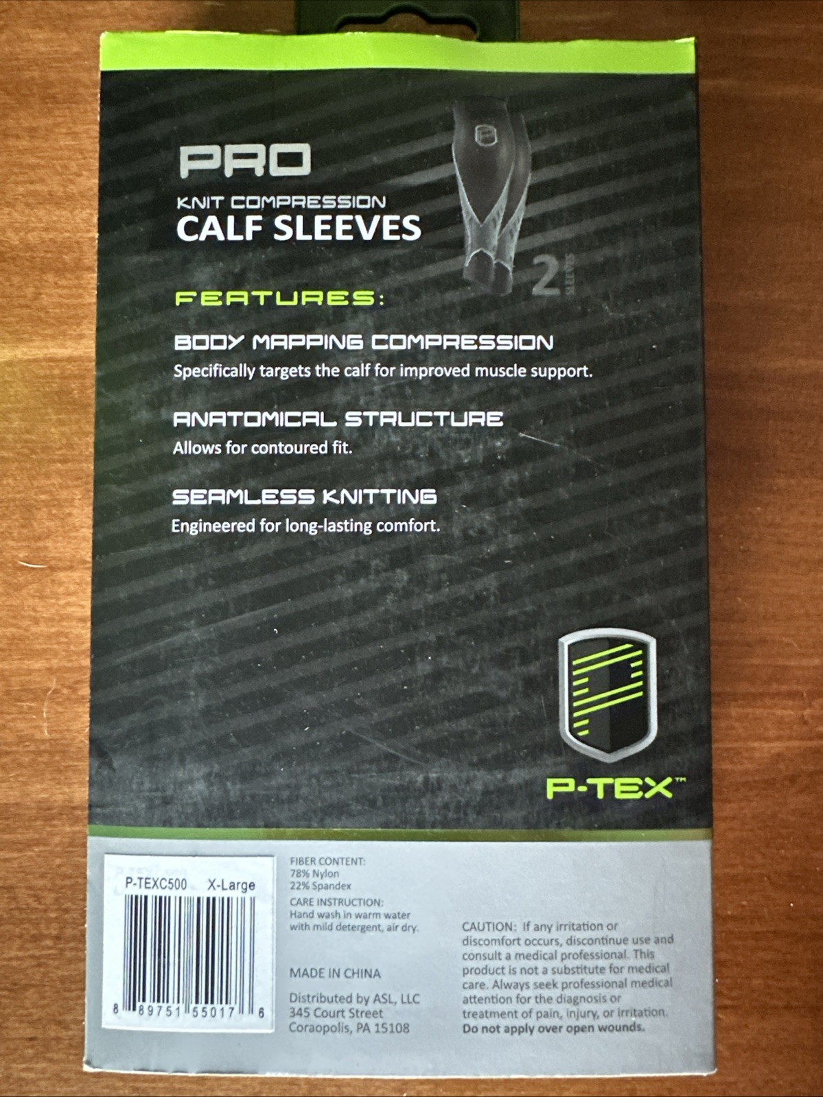 P-TEX ** PRO KNIT COMPRESSION CALF SLEEVES **P-TEXC500**XL Pair ** BLACK **NEW**