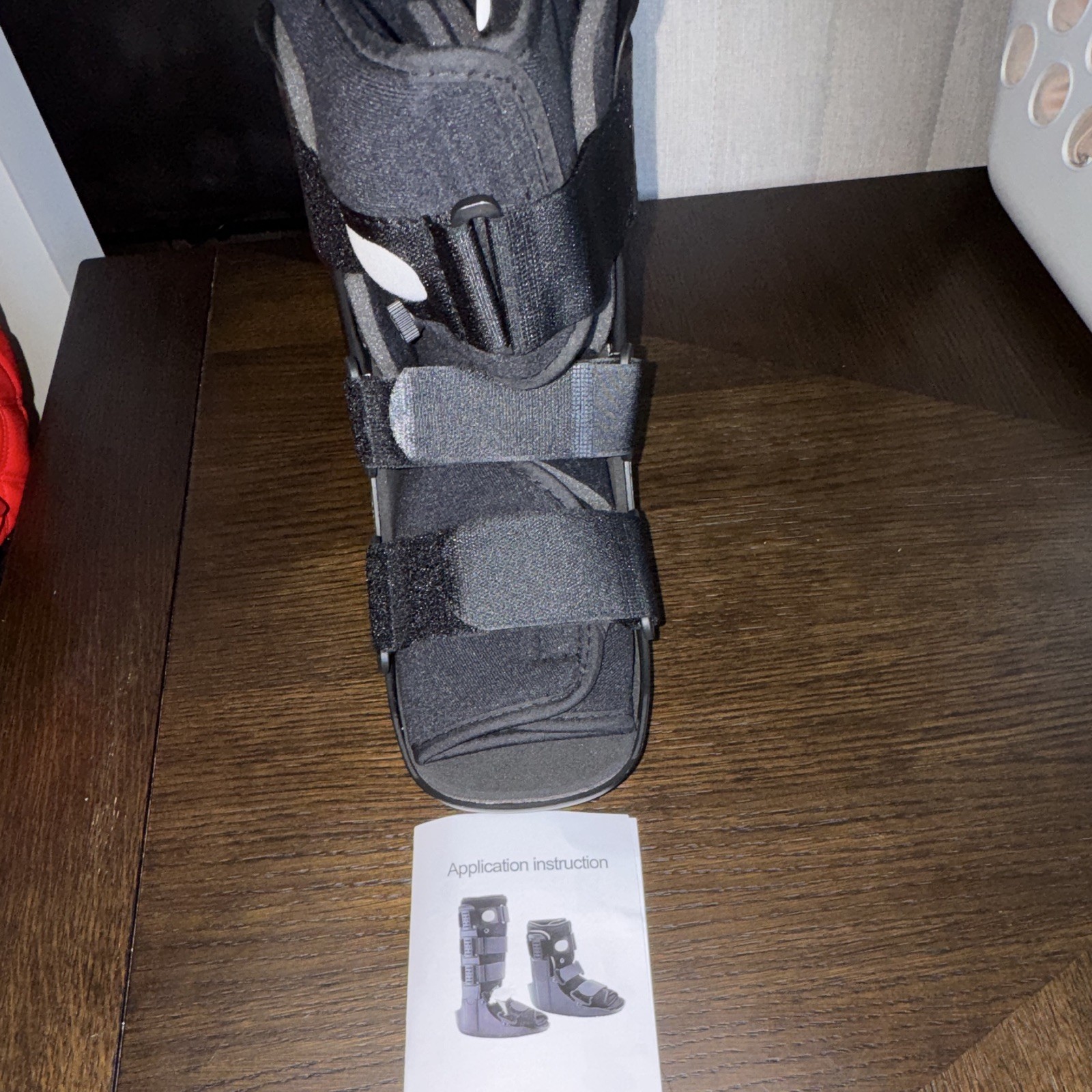 Adjustable Black Walking Boot Brace, Ankle/Foot Immobilization, Size M