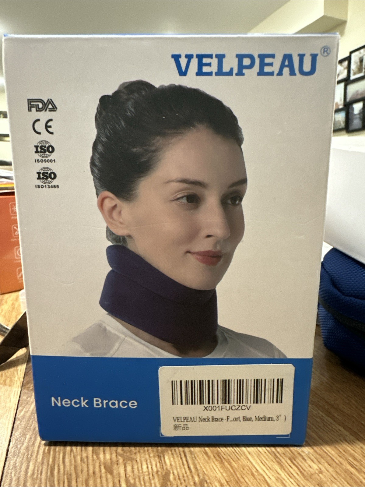 VELPEAU Neck Brace Blue Medium 3″ VP0201 NEW