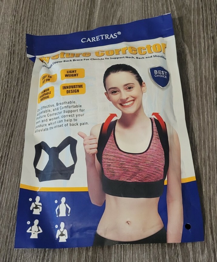 CARETRAS ADJUSTABLE UPPER BACK BRACE POSTURE CORRECTOR BLACK X LARGE