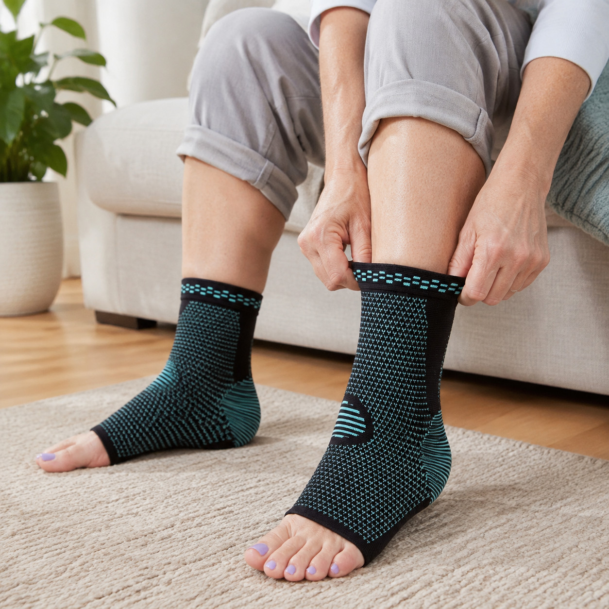 Ankle Compression Sleeve Foot Support Socks for Men Women Sports Walking