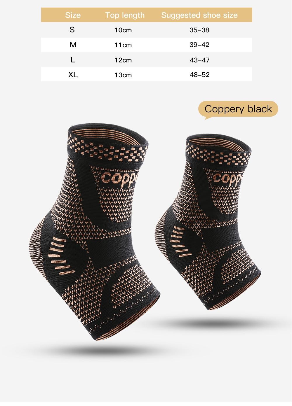Copper Ankle Support Brace, Elastic Knit, Sports Injury Protection for Men/women