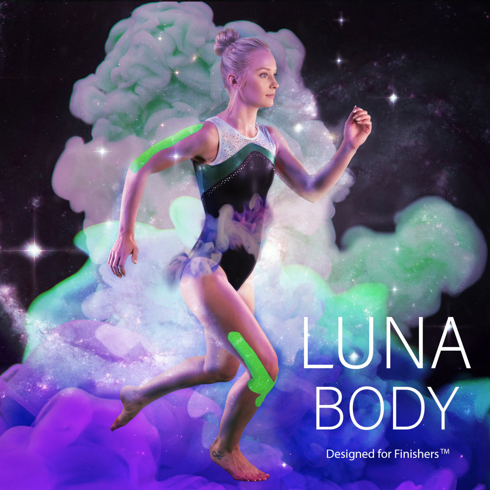 Luna Body Kinesiology Pro Tape Strips (20 Pre-cut Roll, 10″ x 2″, Pixie Dream)