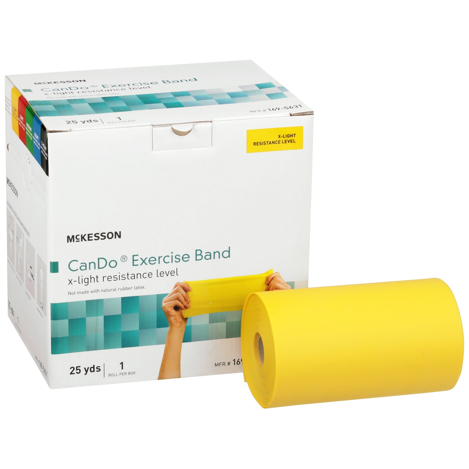 McKesson CanDo Exercise Resistance Band Yellow X-Light Resistance 5″ x 25 Yd 1