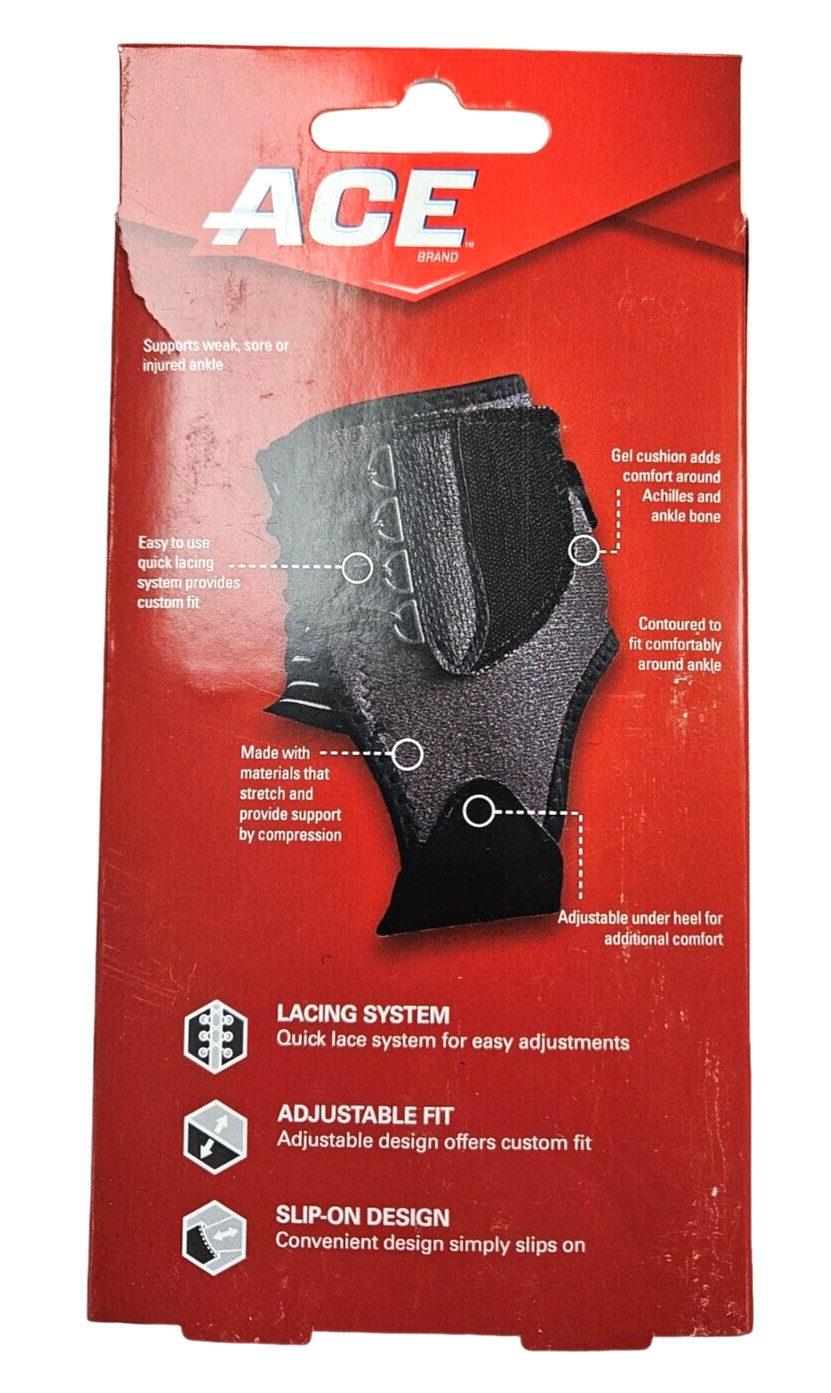 ACE Deluxe ANKLE Brace Moderate Support ADJUSTABLE SIZE 207736
