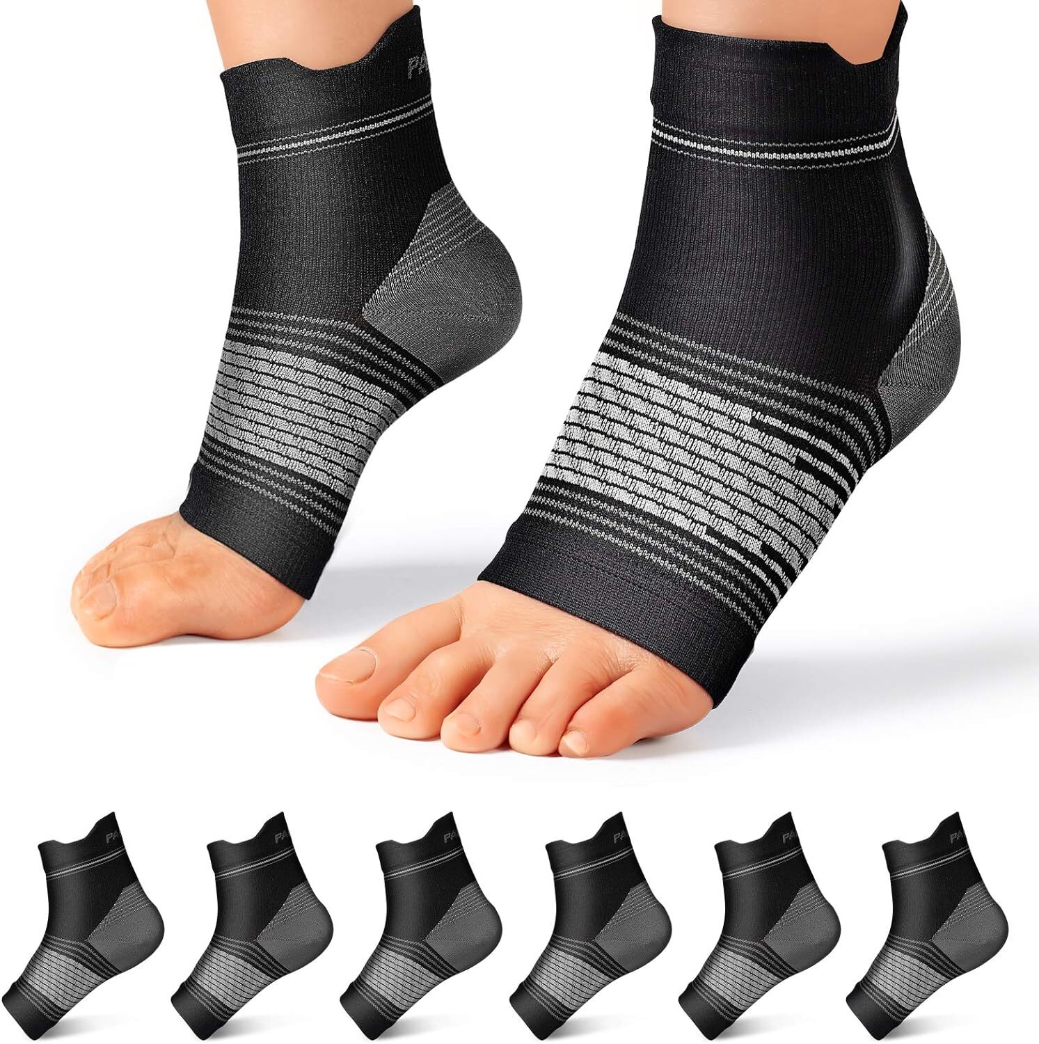 Plantar Fasciitis Sock (6 Pairs) for Men and X-Large Pair), Black(6