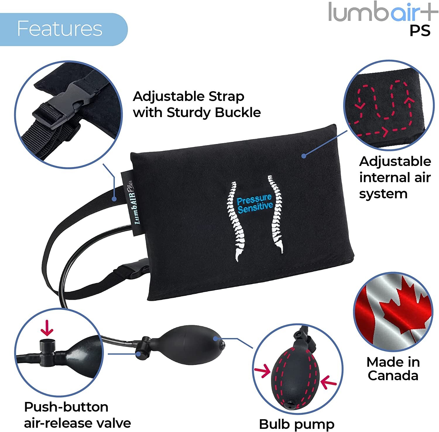LumbAirPlus-PS Lumbar, Spine and Back Support Pillow for Sensitive Backs