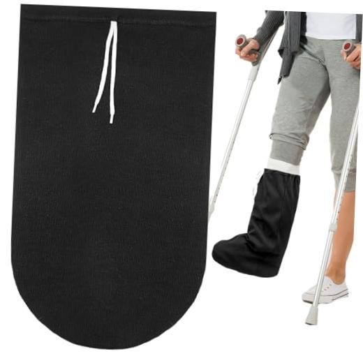 Washable Leg Cast Cover, Adjustable Knee Sock for Men & Women, Medium Black