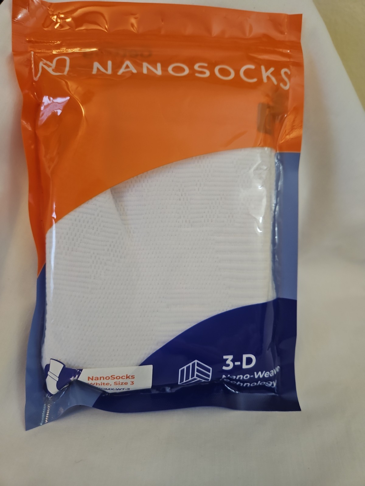 Nanosocks Socks 3D Nano-Weave Technology Nanomx-WT-3 White Size 3 NEW