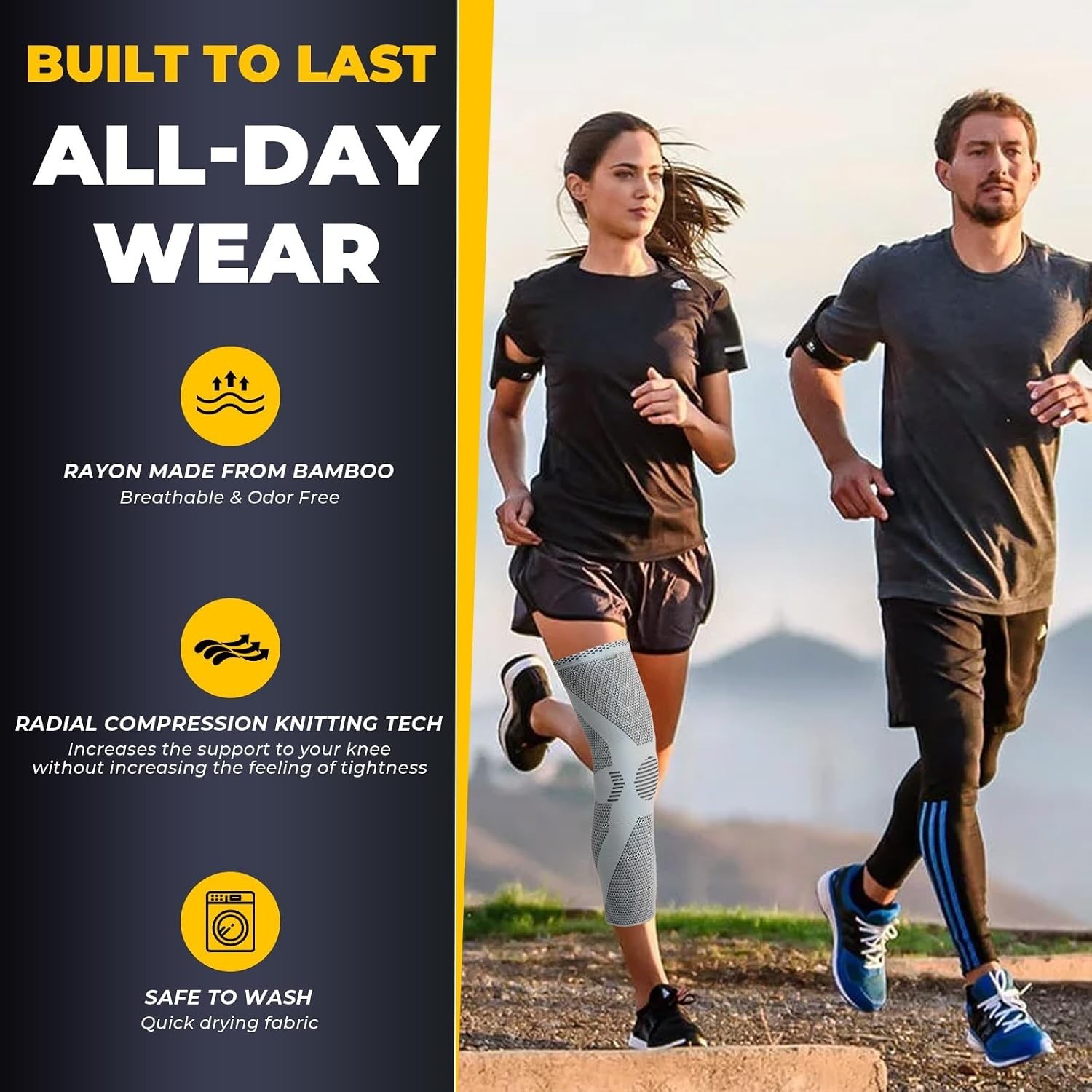 Comfort Fit Large Knee & Leg Brace – Breathable Fabric for Post-Surgery Recovery