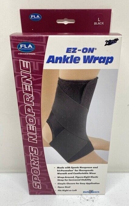 FLA Black Large Sports EZ- on Ankle Wrap Neoprene 40-550LGBLK