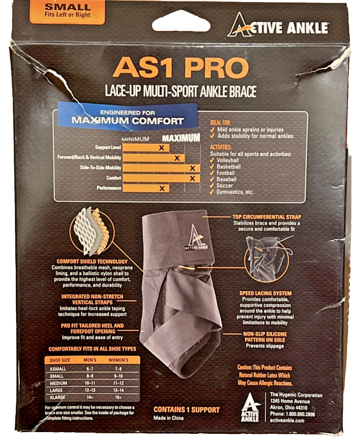 Active Ankle AS1 Pro Lace Up Ankle Brace Protection & Sprain Injury Sport Small