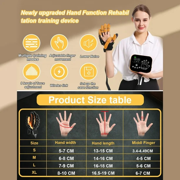 Hand Rehabilitation Robot Glove (LEFT, XL) Upgraded Training Finger Strengthener