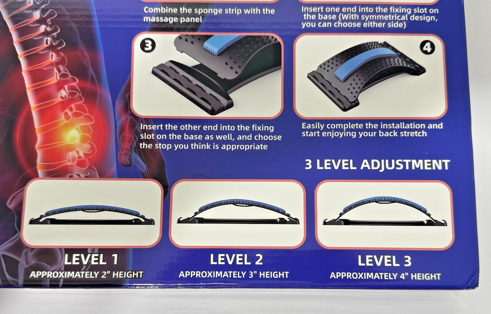 Back Stretcher Adjustable at 3 Levels 102 Acupuncture Massage Points