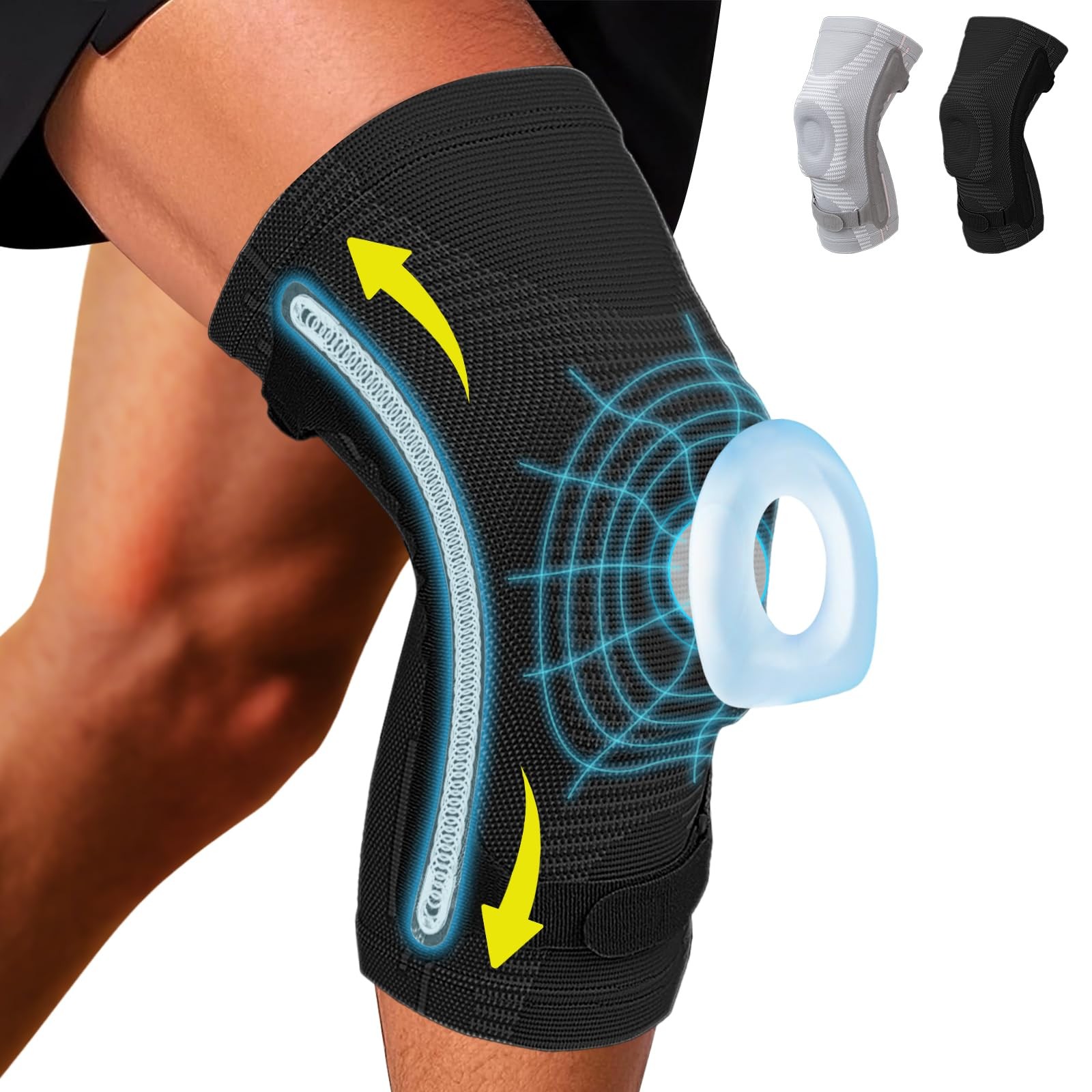 ZJMQJ Knee Brace for Women and Men, Sleeve with Patella Pad Large, Black
