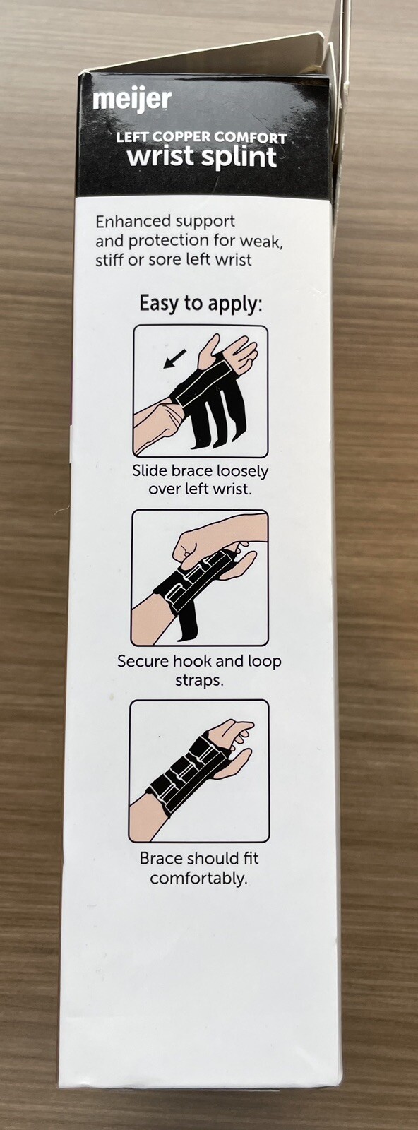 New Meijer Left-Side Copper Comfort Support Adjustable Wrist Splint New In Box