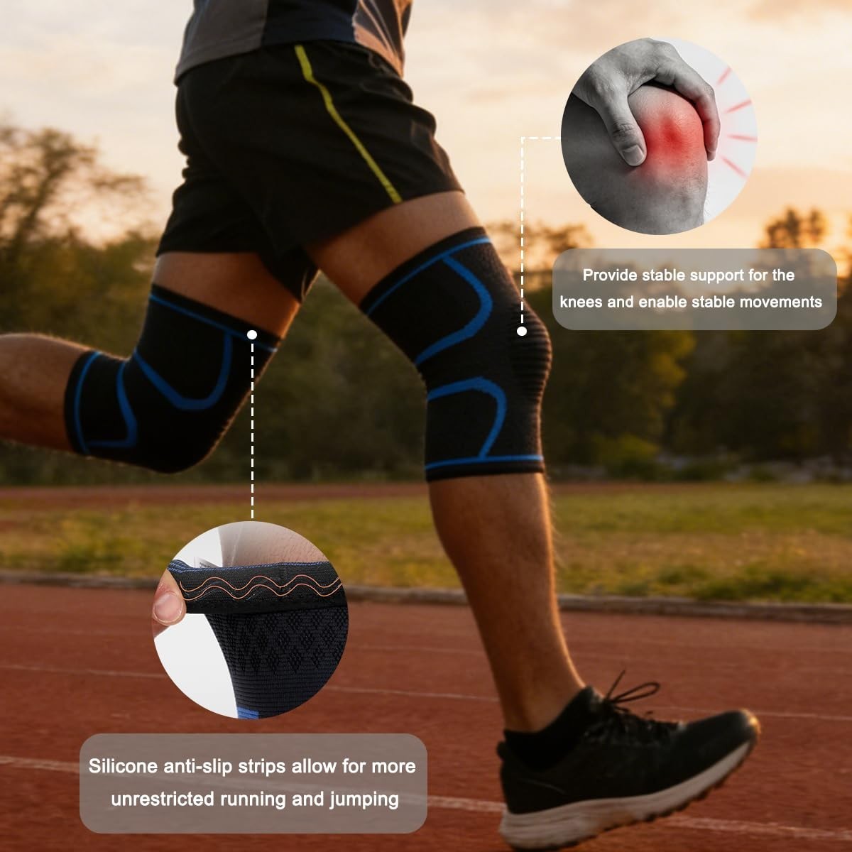 2-Pack Compression Knee Sleeves for Men & Women – Support for Running, Weightlif