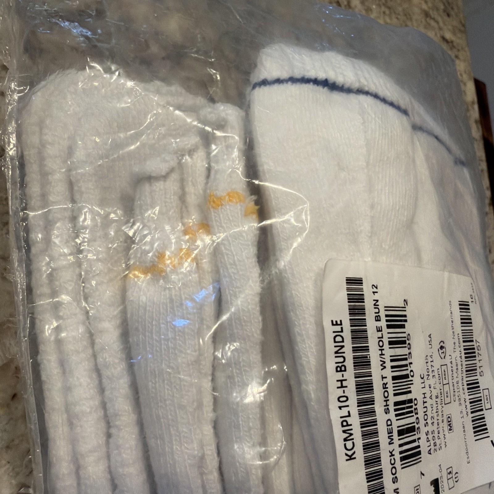 Bundle of 12 ALPS Prosthetic Coolmax Sock MED Short w/ hole NEW Factory Sealed