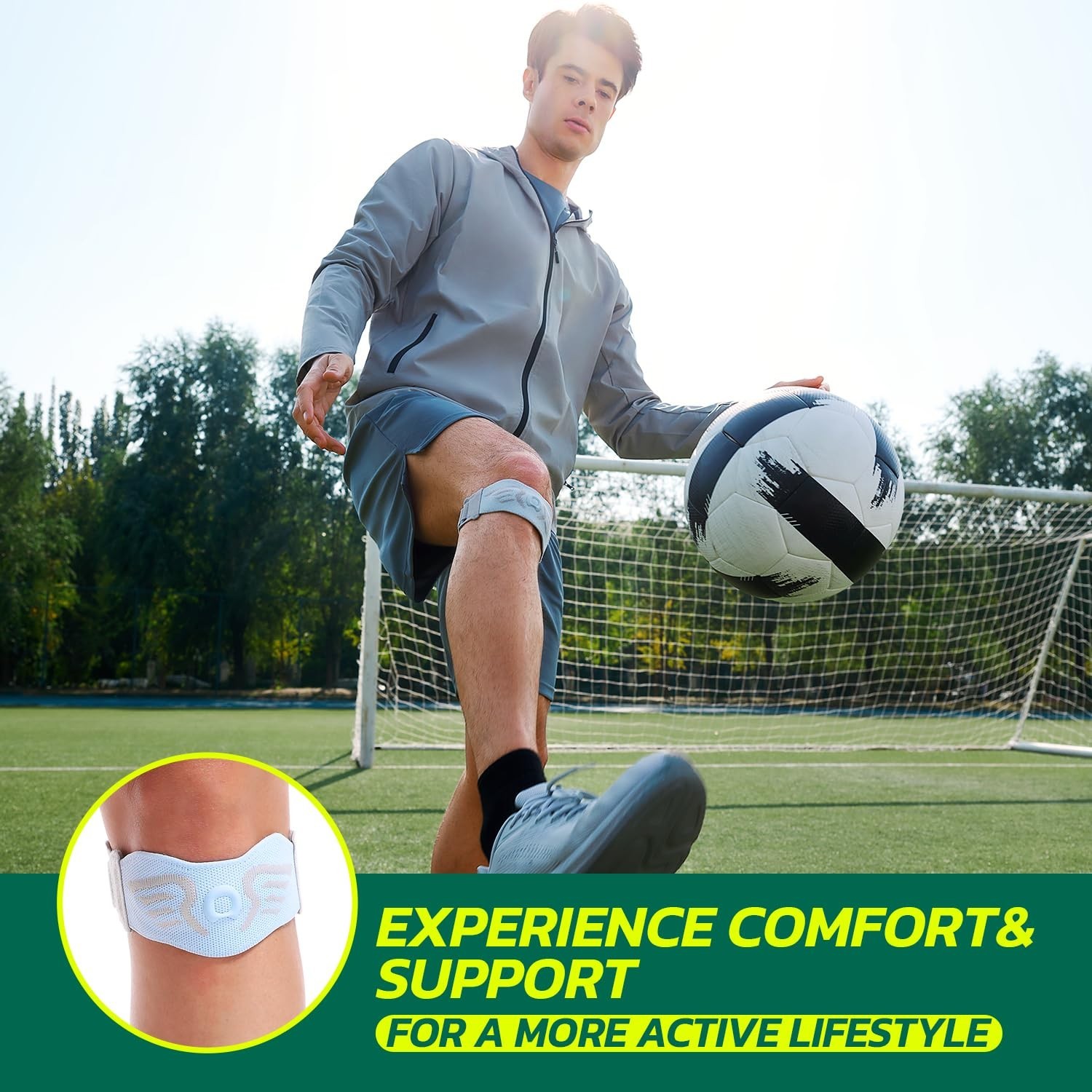 Correa para rodilla rotuliana (paquete de 2) con almohadilla ergonómica de silic