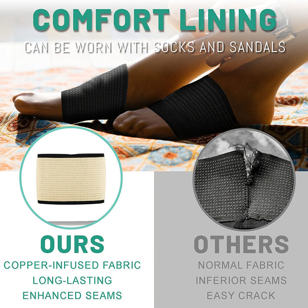1/2 Pairs Compression Arch Support Sleeves Plantar Fasciitis Foot Pain Relief