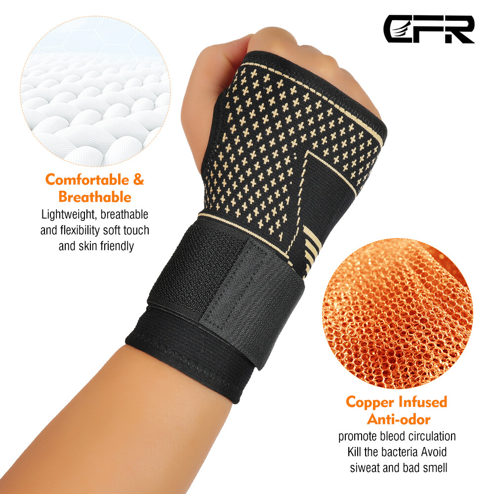 Copper Wrist Brace Support Splint Carpal Tunnel Sprain Arthritis For Man Woman