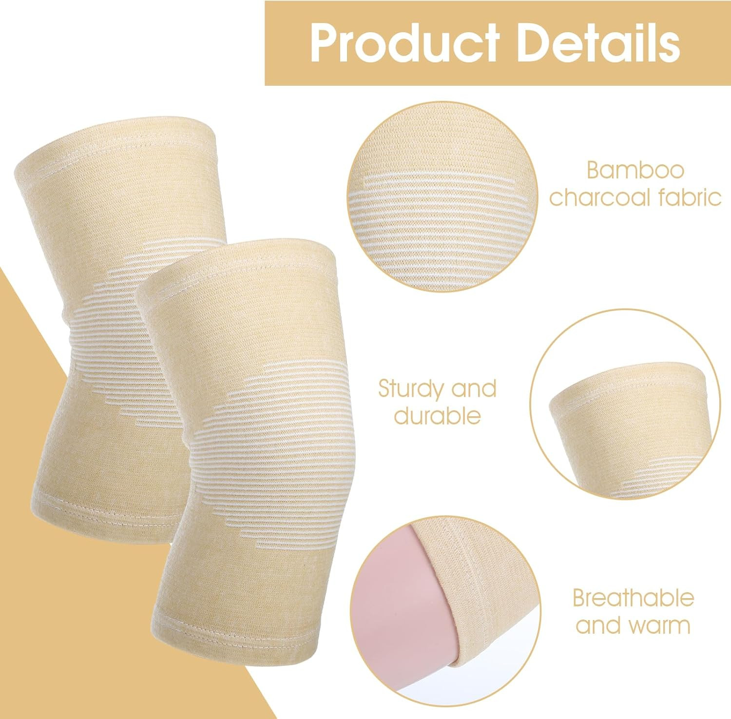 Bamboo Compression Knee Sleeve Support Brace Elastic Sports Knee Pads Pair