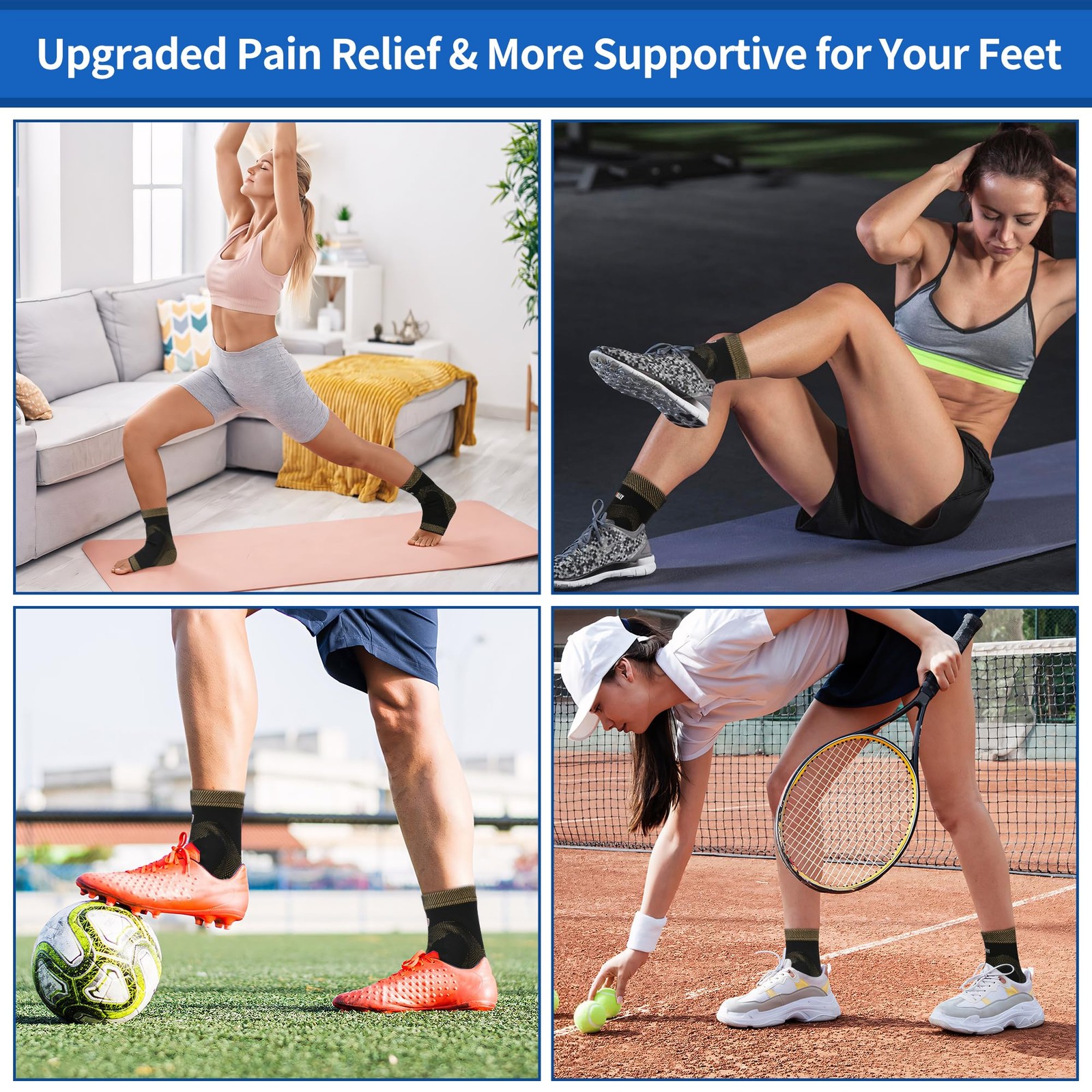 NeoAlly Copper Ankle Support Brace Compression Sleeve with Silicone Medium