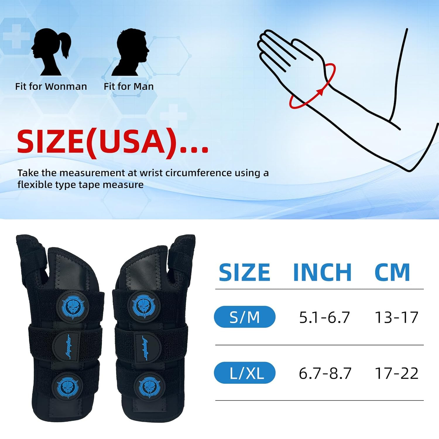 Carpal Tunnel Wrist Brace with Thumb Support, Day & Night Thumb Spica Splint for