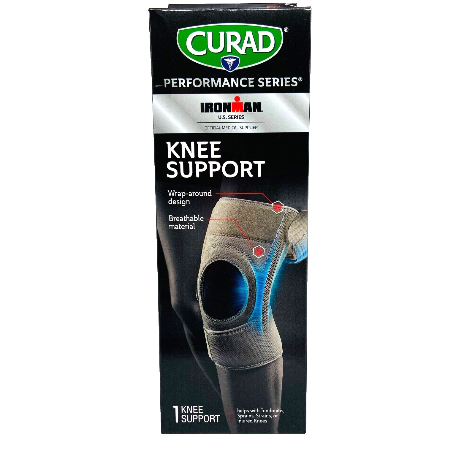 Curad Knee Support Performance Series Brace Wrap Around Universal Size Unisex