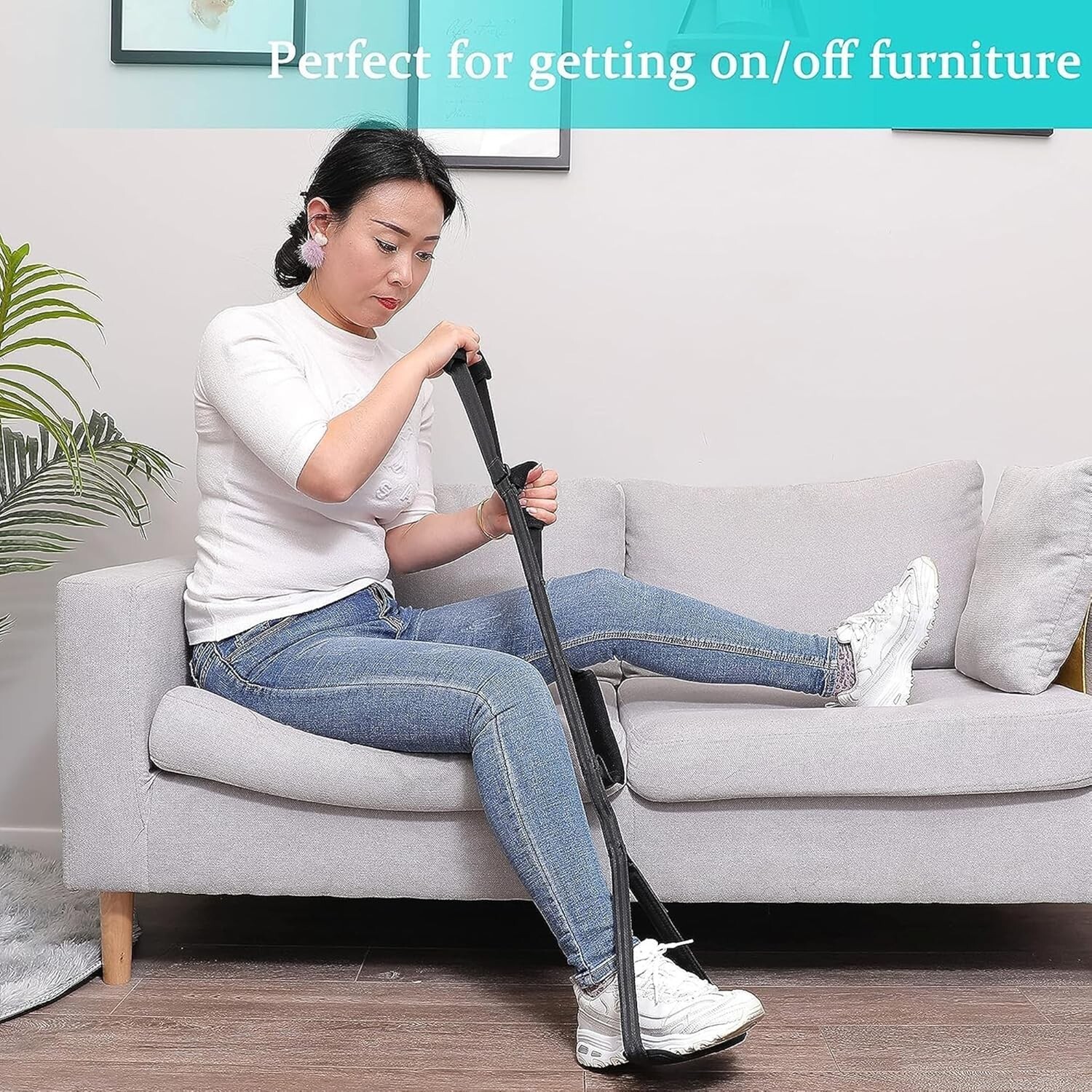 Correa para levantar piernas largas – 35-44 pulgadas, ajustable múltiples bucles