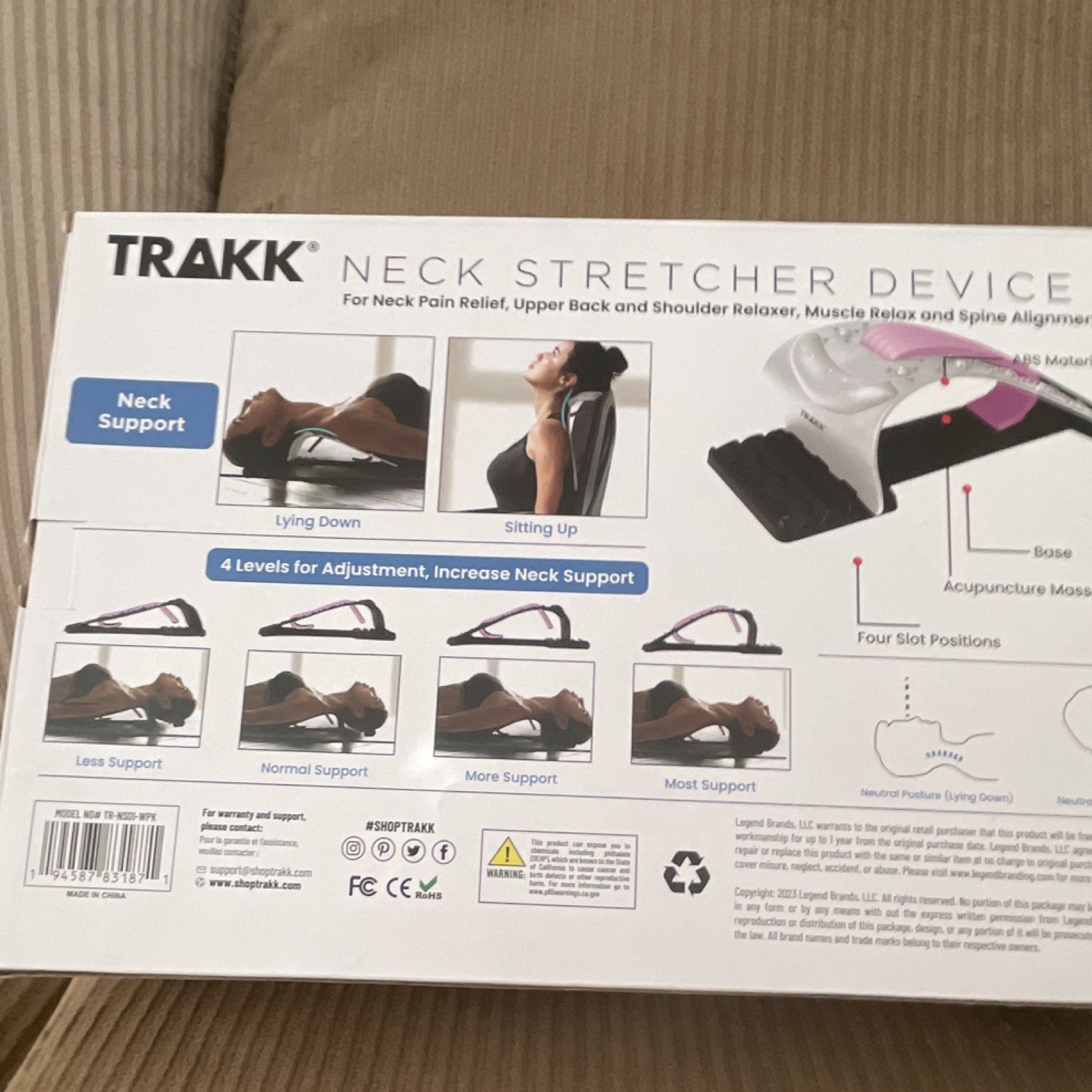 TRAKK Adjustable Neck Stretcher Device Ergonomic Pain Relief Spine Alignment