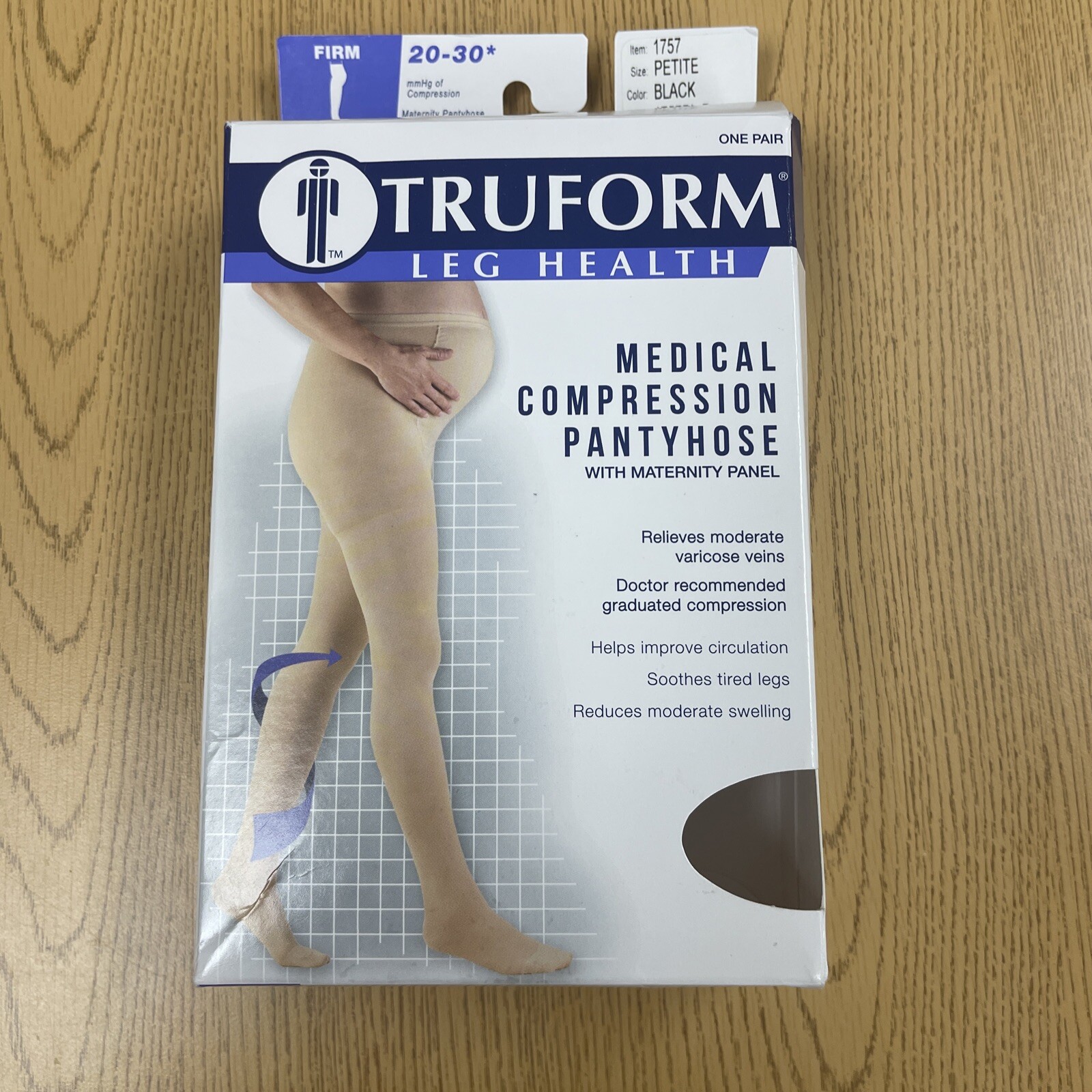 NEW Truform 1757 Maternity Compression Pantyhose 20-30 mmHg in Black Size Petite