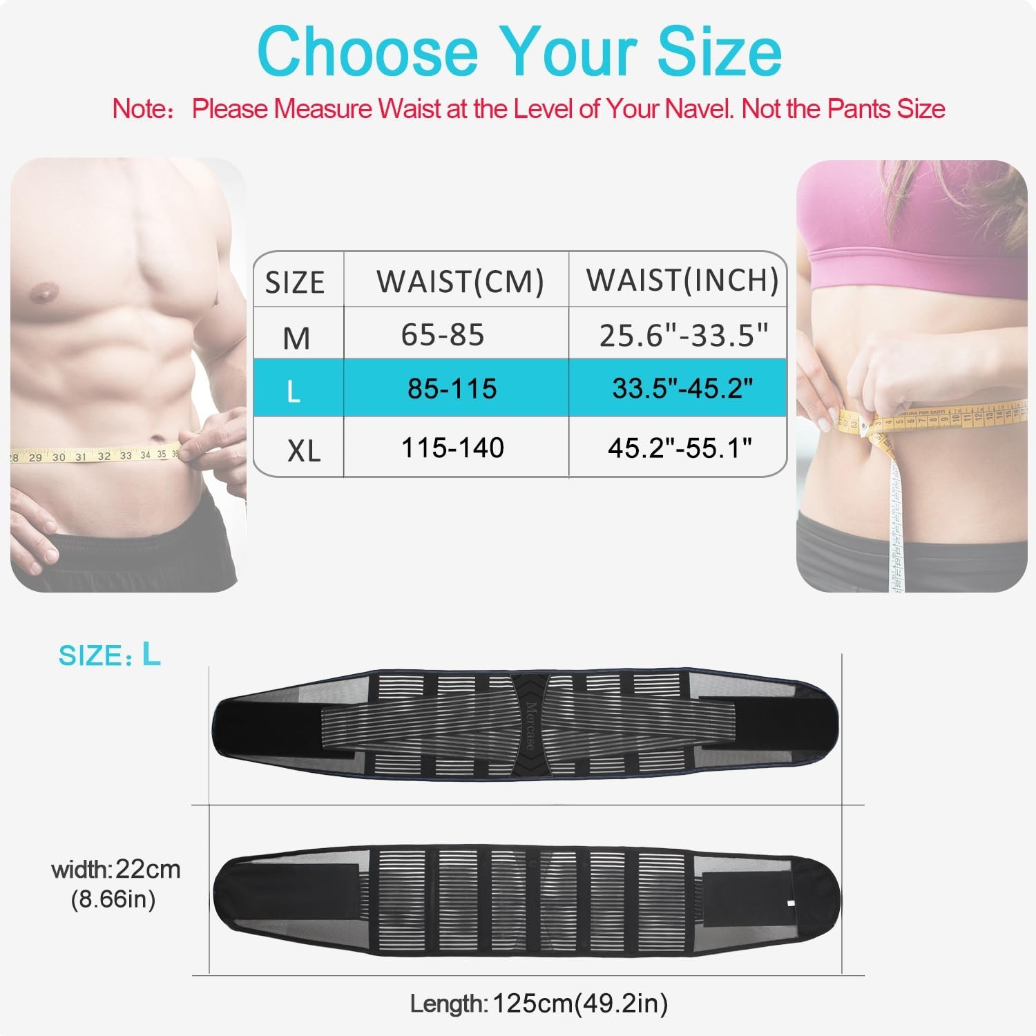 Mercase Lower Back Brace Lumbar Support Relief Herniated Disc Sciatica Belt L