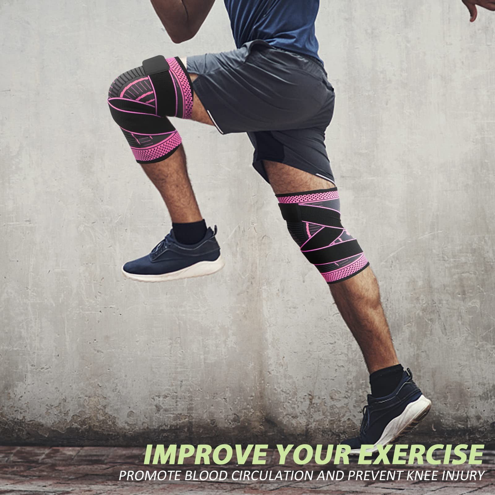 Adjustable Knee Support Brace 1 pack Compression XX-Large, Rose Red