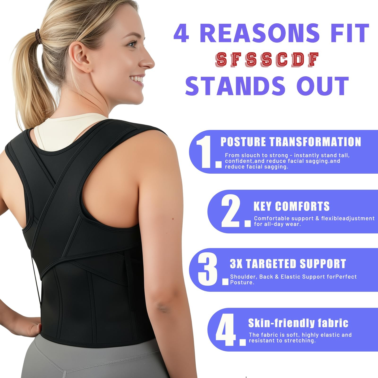 SFSSCDF Back Brace Posture Corrector for Women and Men Vertical M-Back