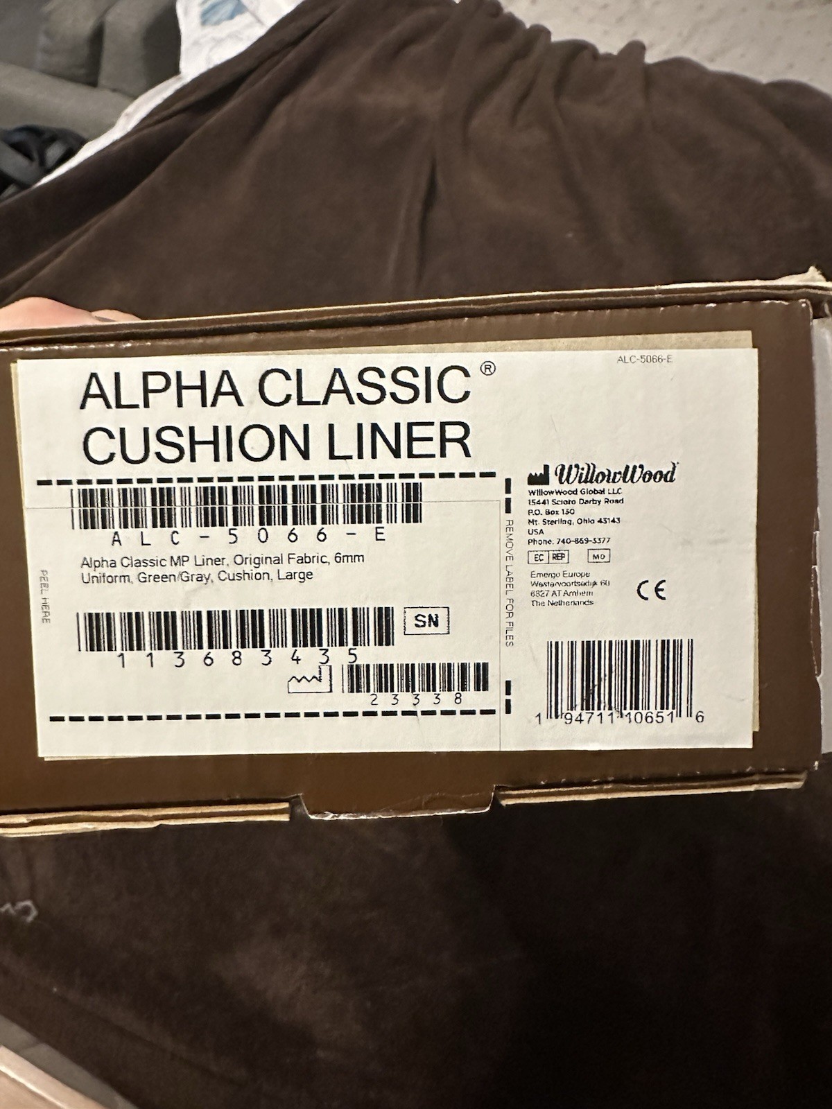 Willowwood Alpha Classic Cushion Liner, 6mm, Green/ Gray, Large