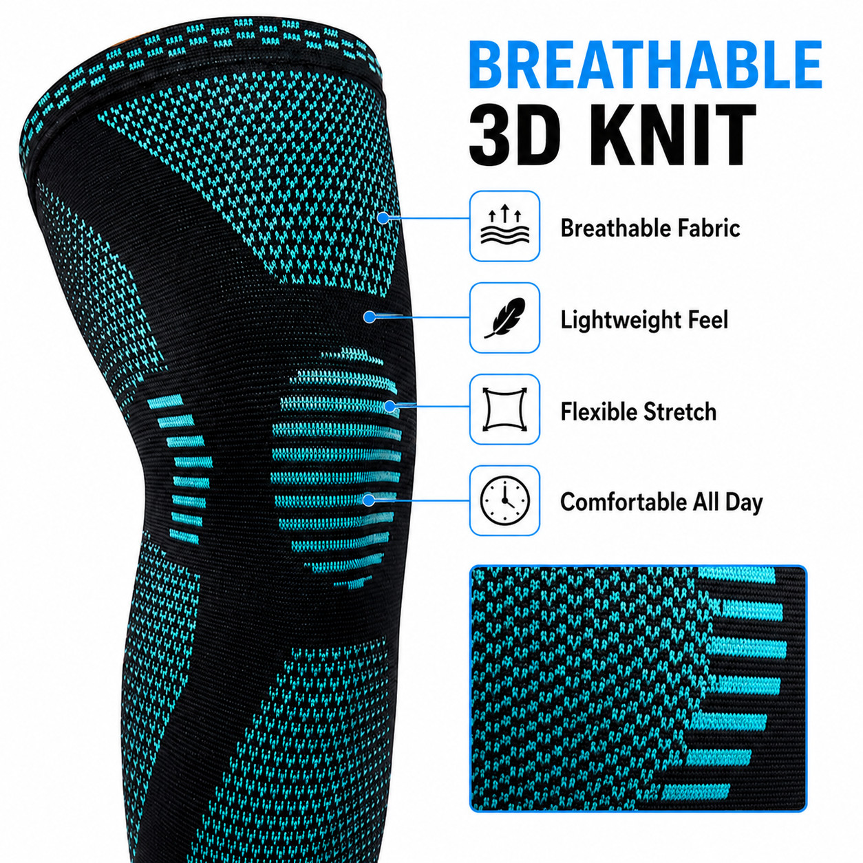 POWERLIX Knee Brace Compression Sleeve Support Men Women Running Gym Medium Teal