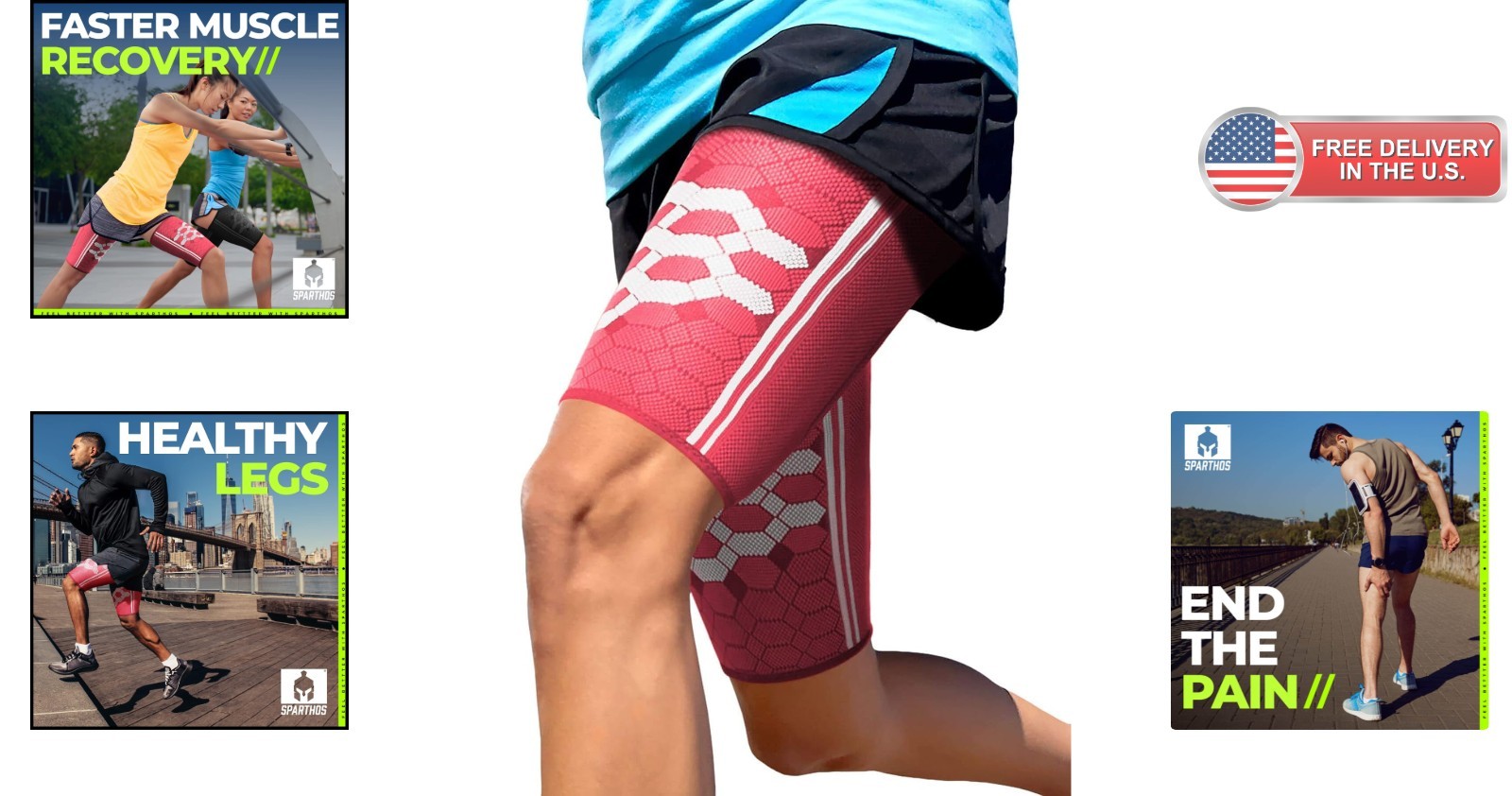 Thigh Compression Sleeves – Pair of 2, Anti-Slip Grip, Breathable Support for