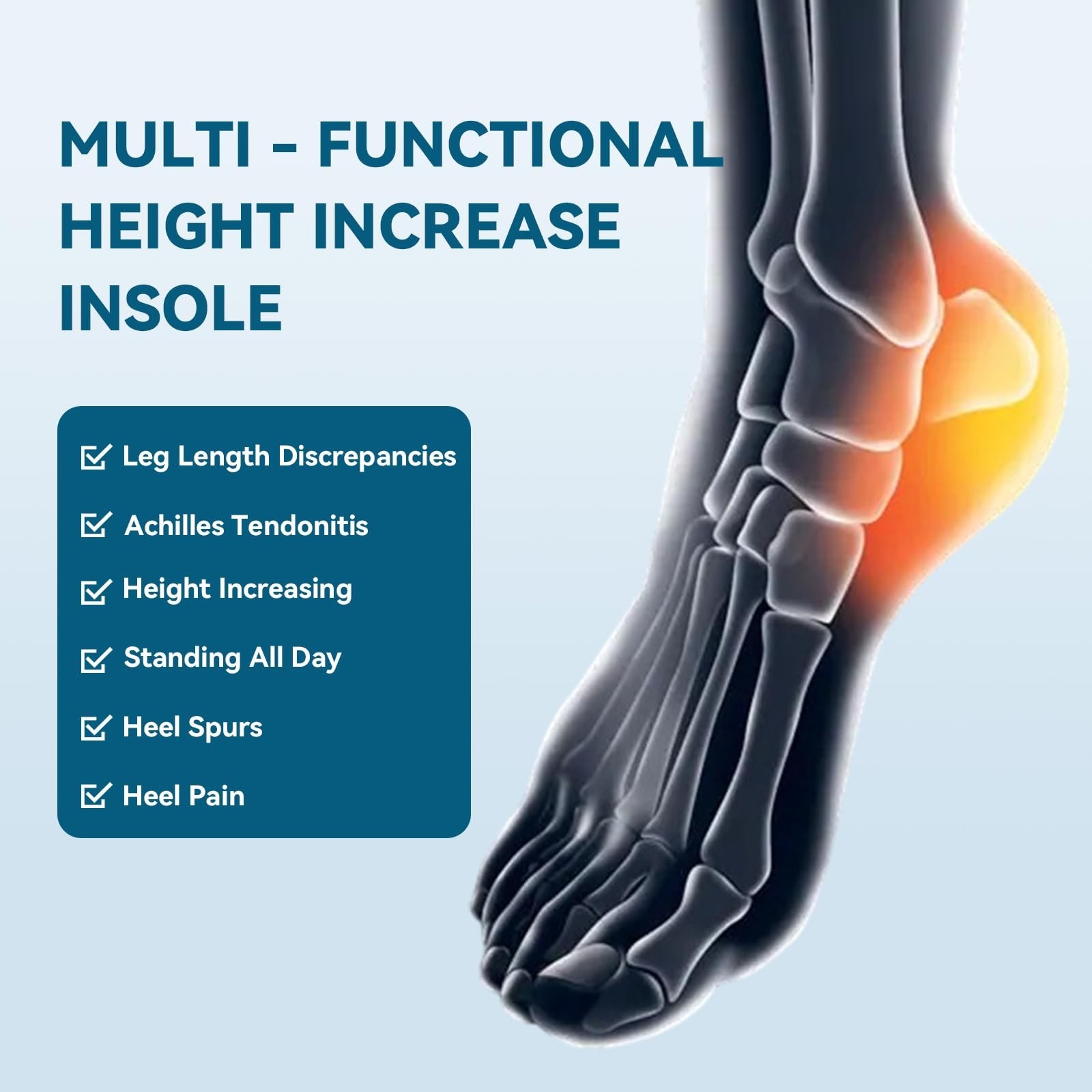 Adjustable Gel Heel Lifts for Women, 3-Layer Wedge Inserts for Uneven Legs, Pain
