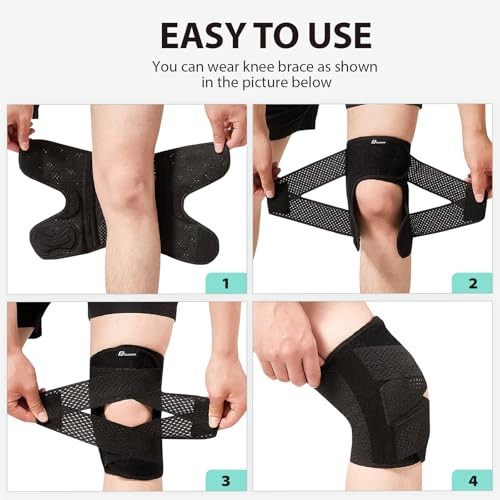 Knee Brace with Side Stabilizers for Meniscus Tear,Adjustable Knee Large Black