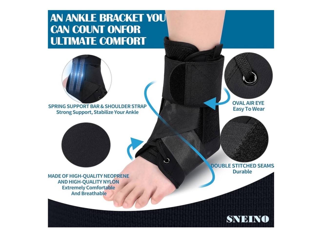 SNEINO Lace up Ankle Brace for Women & Men – Ankle Support Brace for Sprained…