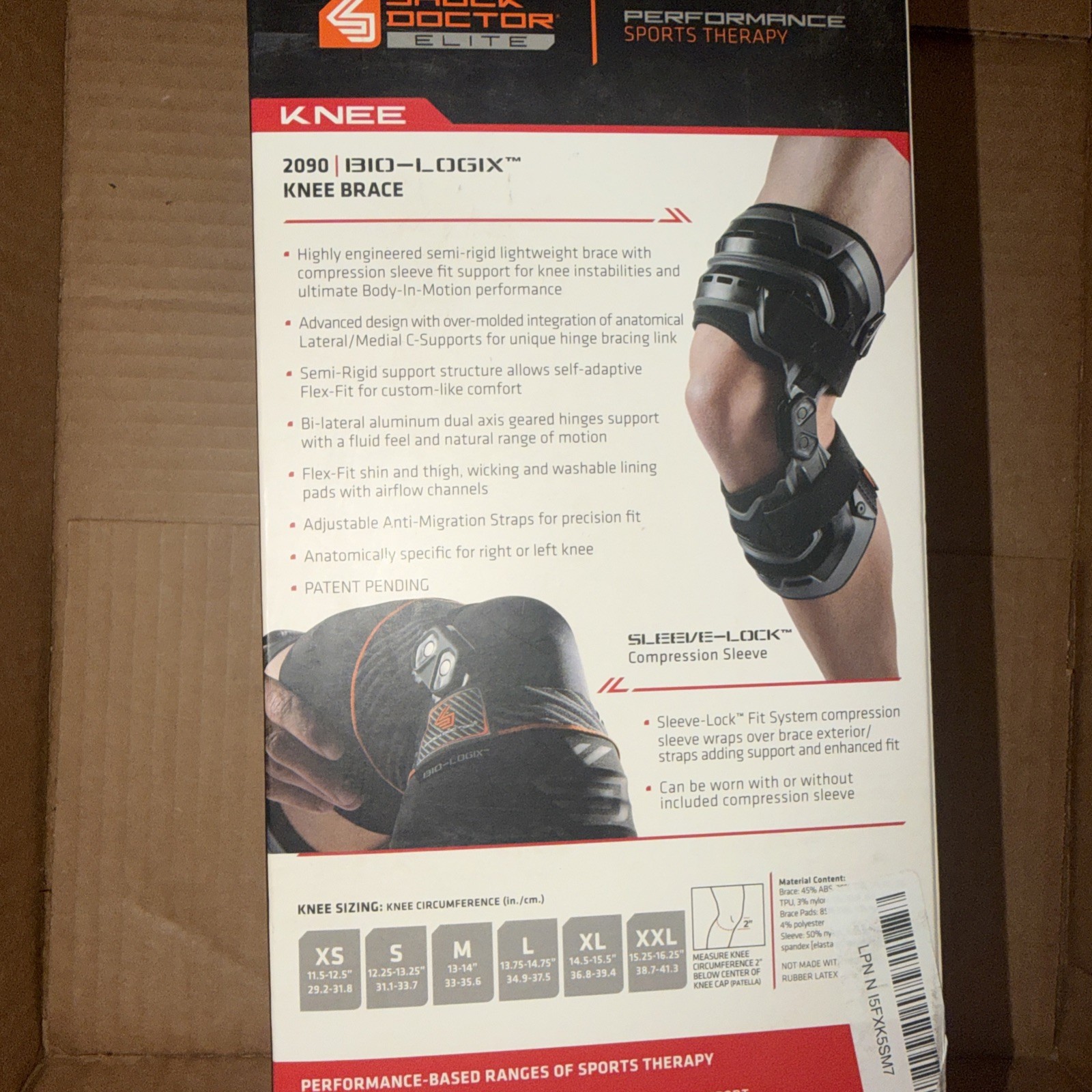 Shock Doctor Elite performance Knee Brace 2090 BioLogix small left 12.25”-13.25”