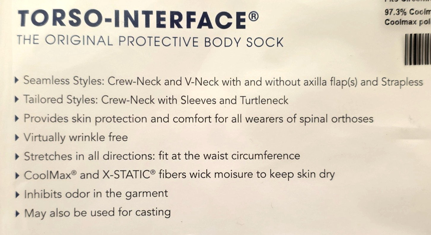 3x Knit Rite Torso Interface Original Small 6″x14″ Protective Body Sock