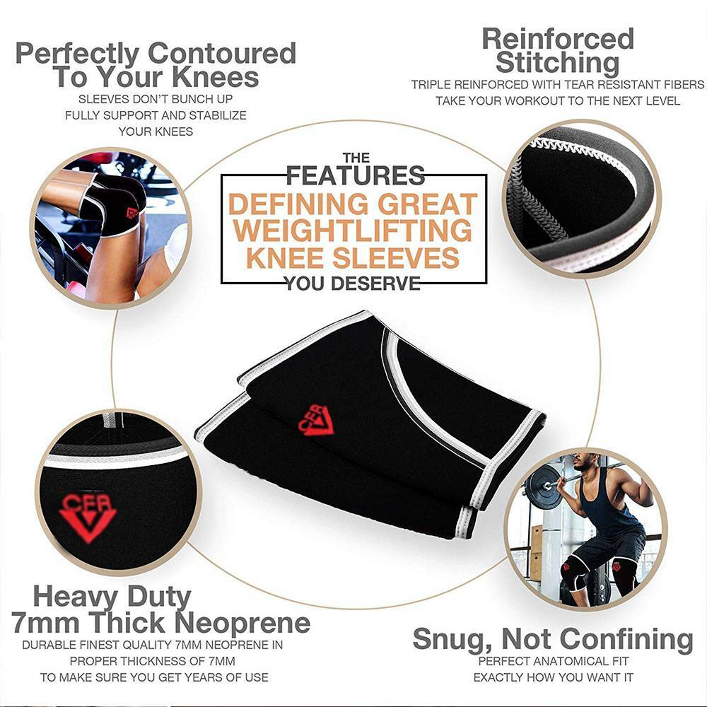 Knee Sleeves Support Compression Weightlifting 7mm Neoprene Sleeve Squats Brace