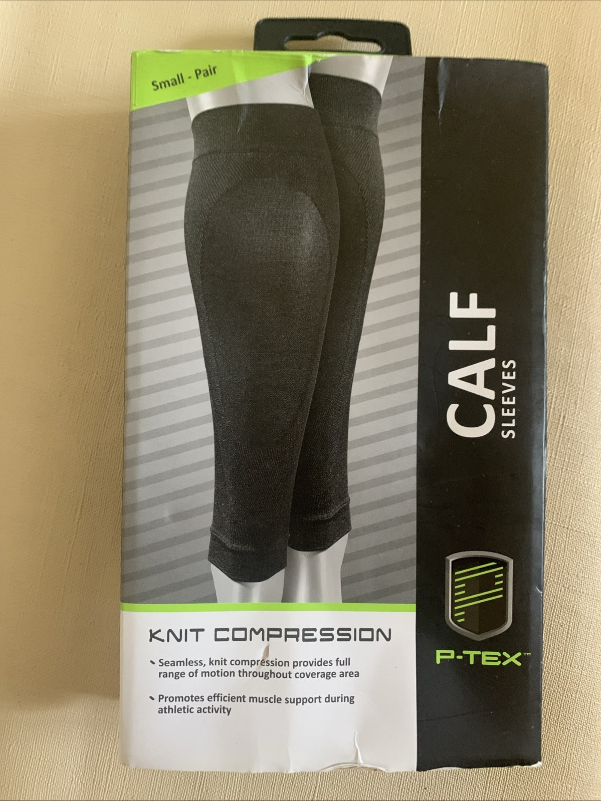 P-TEX ** KNIT COMPRESSION CALF SLEEVES **P-TEXC400” Small Pair **BLACK*NEW**